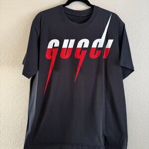 Guci Logo Blade Printed Crewneck T Shirt Designer Luxury Tee
